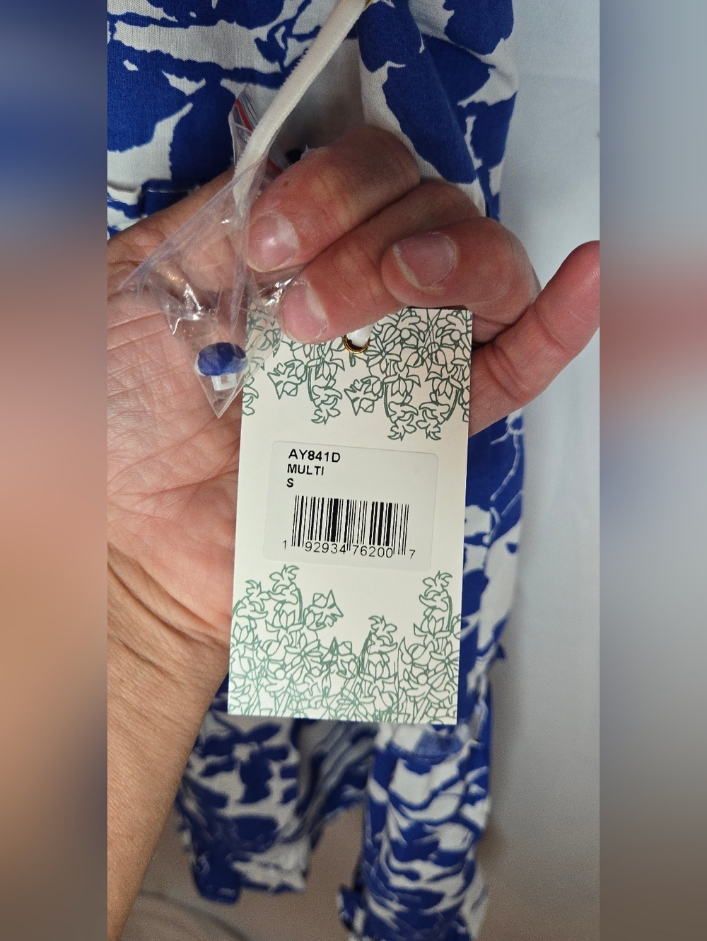 NWT Tuckernuck Hyacinth House Thea Blue Floral Short Sleeve Ruffled Mini Dress S - Picture 7 of 9